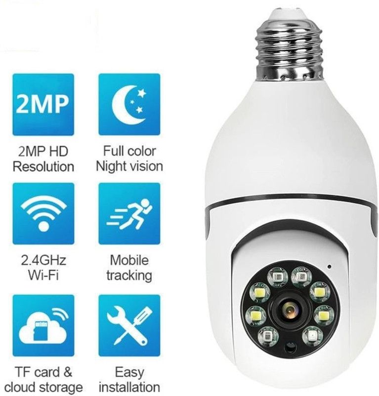 SIOVS Bulb Camera 360 Degree PTZ 2.4Ghz WiFi Camera Wireless Night Vision Security Camera  (64 GB, 1 Channel)