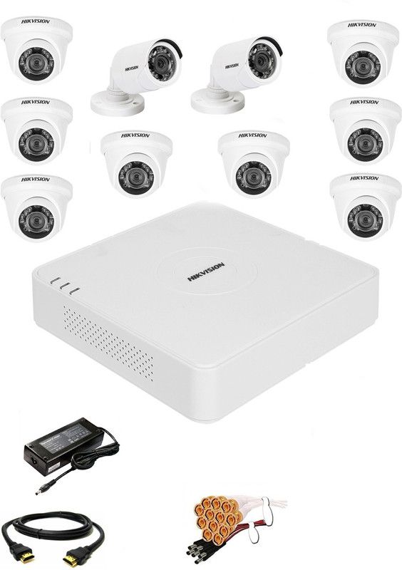 Hik Vision 16 Channal HD DVR 1080p 1Pcs,Outdoor Weatherproof Camera 720p 2Pcs,Indoor Camera 720p 8Pcs, Security Camera  (16 Channel)