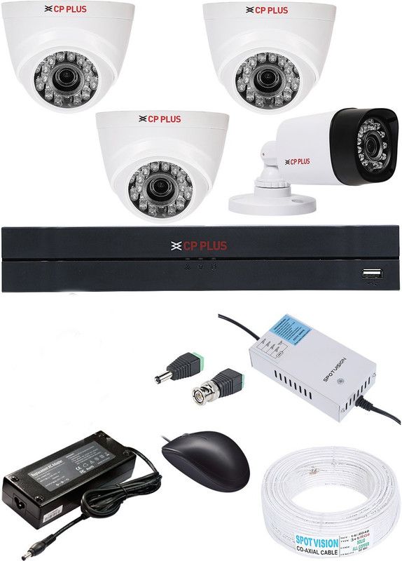 CP PLUS 4 Channal HD DVR 1080p 1Pcs,Dome Camera 2.4MP 3Pcs,Bullet Camera 2.4MP 1Pcs Security Camera  (4 TB, 4 Channel)