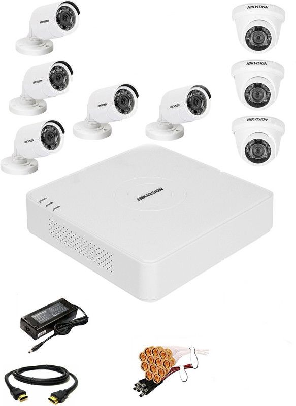 Hik Vision 8 Channal HD DVR 1080p 1Pcs,Outdoor Weatherproof Camera 720p 5Pcs,Indoor Camera 720p 3Pcs, Security Camera  (8 Channel)