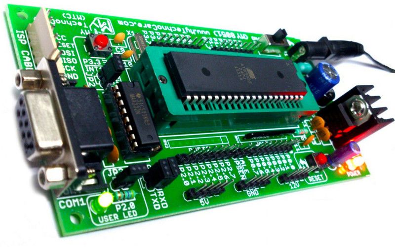 MY TechnoCare 8051 Development Board ZIF Socket+MAX232 AT89S52 Microcontroller IC Project Evaluation Kit Support ATmel AT89S51/XX,89Cxx,89V51RD2 Architecture 40 Pin Chip Prototype PCB Multipurpose Controller