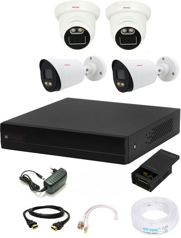 CP PLUS 4 Channal HD DVR 1080p 1Pcs,Colorful View In Nightvision Outdoor Camera 2.4 MP 2Pcs, Indoor Camera 2.4 MP 2Pcs,Full combo set Security Camera  (4 Channel)