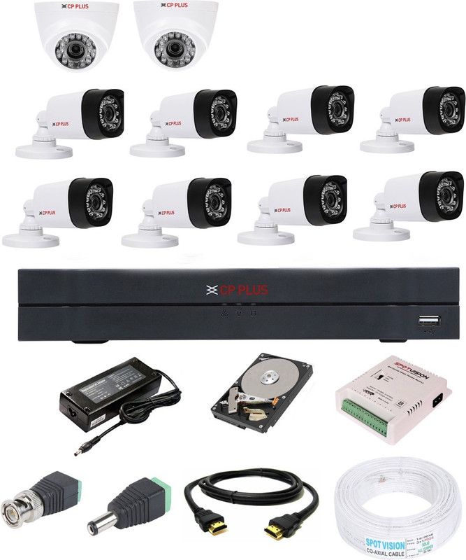 CP PLUS 16 Channal HD DVR 1080p 1Pcs,Bullet Camera 1MP 8Pcs,Dome Camera 1MP 2Pcs,2 TB Toshiba/WD Hard Disk 1Pcs, Security Camera  (2 TB, 16 Channel)