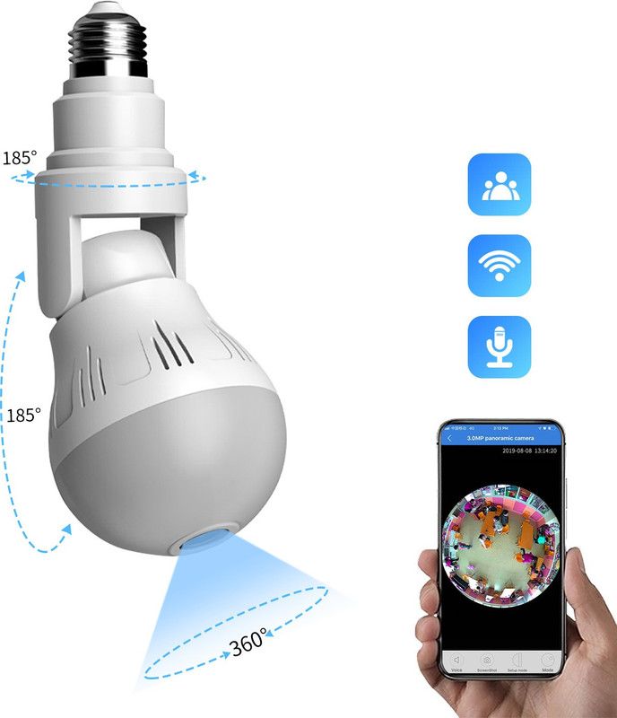 AVOIHS 1080P Full HD Wifi Bulb Hidden Wireless 360 Spy Camara Bulb 32gb Supportable Security Camera  (32 GB, 1 Channel)
