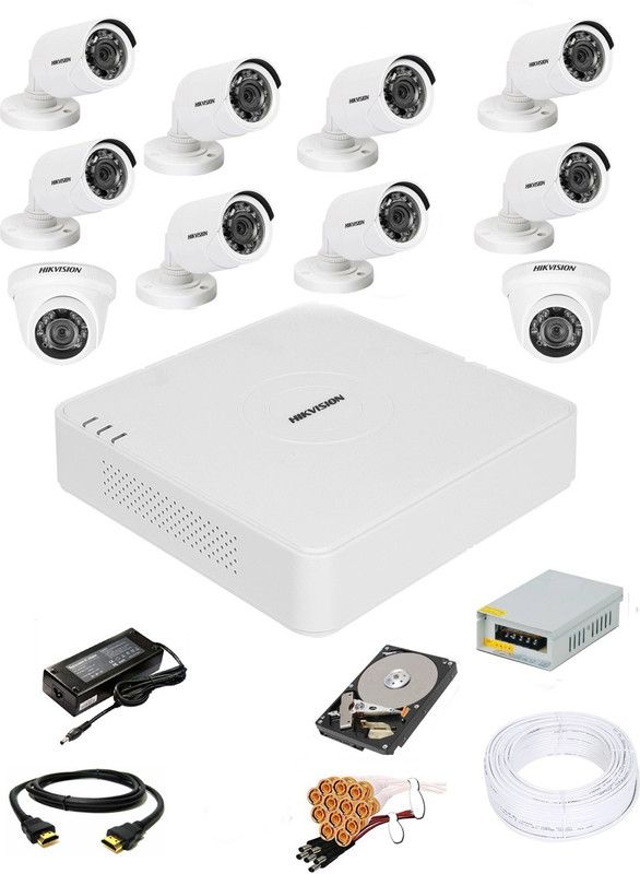 Hik Vision 16 Channal HD DVR 1080p 1Pcs,Outdoor Camera 720p 8Pcs,Indoor Camera 720p 2Pcs,2 TB Toshiba/WD Hard Disk 1Pcs, Security Camera  (2 TB, 16 Channel)