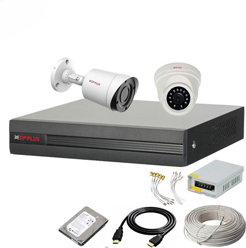 CP PLUS 4 Channal HD DVR 1080p 1Pcs,Outdoor Camera 2.4 MP 1Pcs,Indoor Camera 2.4 MP 1Pcs,500 GB Hard Disk,Full combo set Security Camera  (500 GB, 4 Channel)