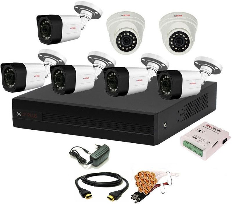 CP PLUS 8 Channal HD DVR 1080p 1Pcs,Outdoor Camera 2.4 MP 5Pcs,Indoor Camera 2.4 MP 2Pcs,combo set Security Camera  (8 Channel)