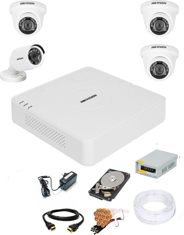 Hik Vision 4 Channal HD DVR 1080p 1Pcs,Outdoor Camera 2MP 1Pcs,Indoor Camera 2MP 3Pcs,1 TB Toshiba Surveillance Hard Disk 1Pcs, Security Camera  (1 TB, 4 Channel)