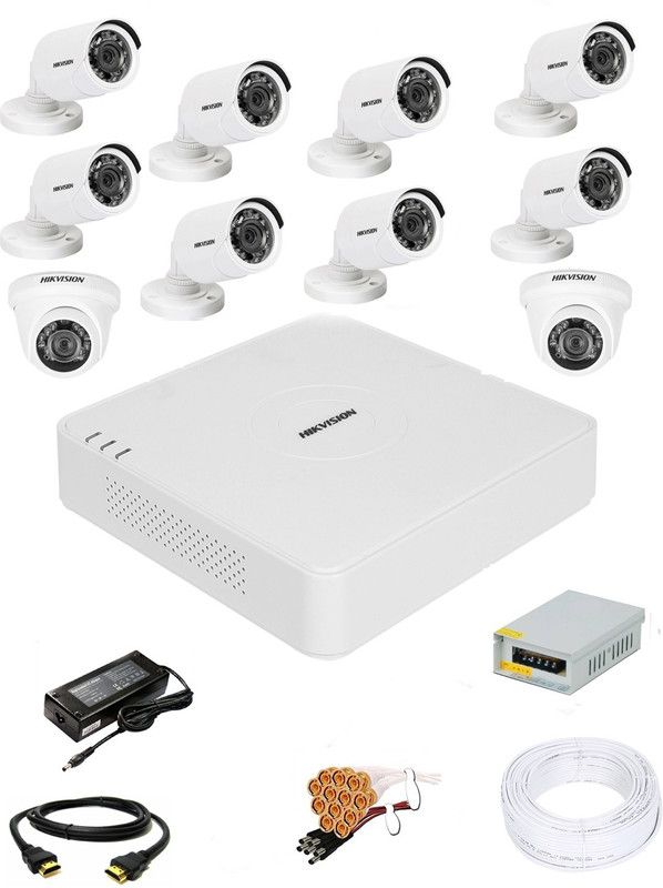 Hik Vision 16 Channal HD DVR 1080p 1Pcs,Outdoor Camera 720p 8Pcs,Indoor Camera 720p 2Pcs, Security Camera  (16 Channel)