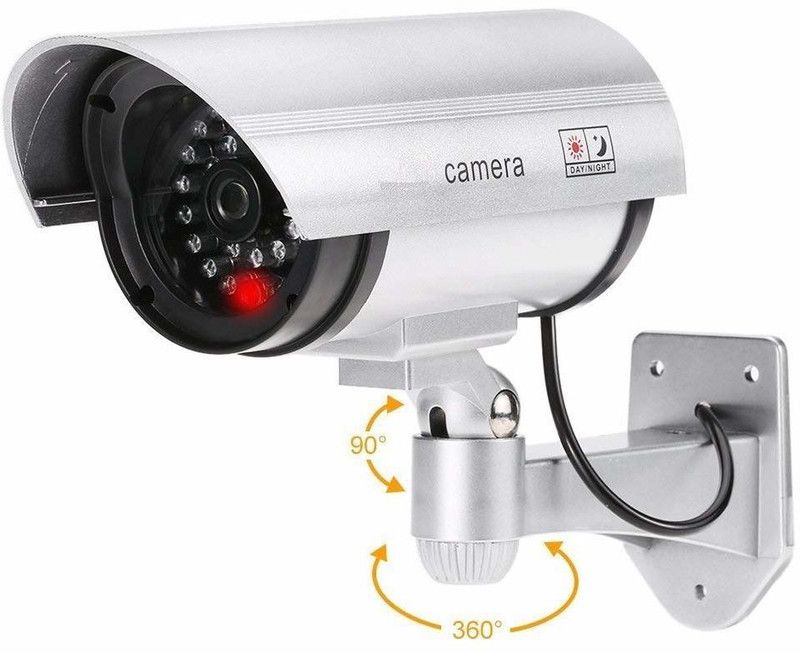 Wishbone Dummy Security CCTV Bullet Camera with Flashing Red LED Light Waterproof IR Wireless Blinking Flashing Camera for Home & Office Security Camera