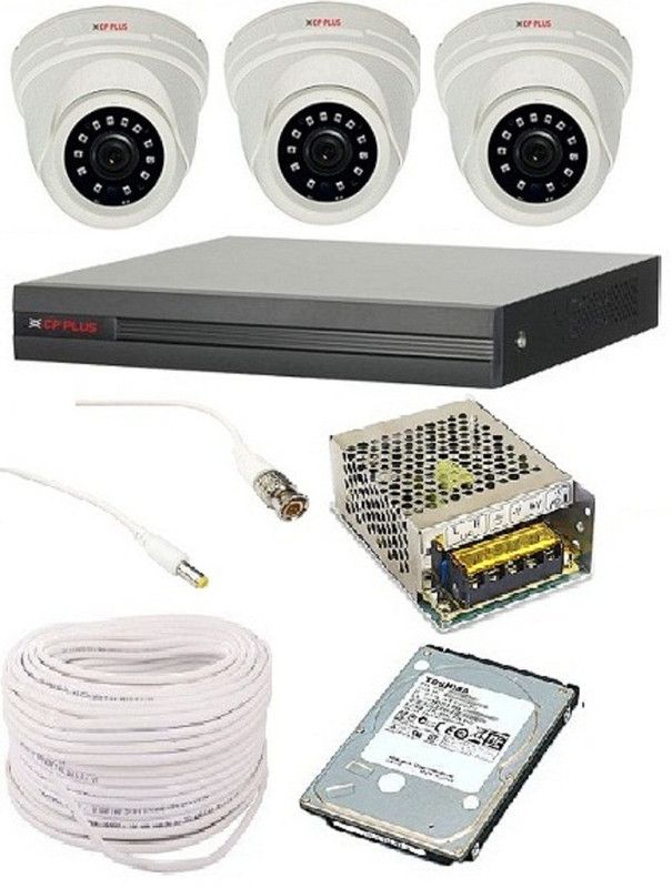CP PLUS 4 Channal HD DVR 1080p, 3 dome Camera 2.4 MP, 500 GB Hard Disk, Wire bundle, 4 CH Power supply, Bnc & Dc Connectors. FULL COMBO PACK Security Camera  (500 GB, 4 Channel)