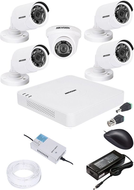 Hik Vision 1080p HD 8 CHANNAL DVR DS-HGHI-F1 & 1Pcs DOME 720p DS-COT-IRP 4Pcs BULLET 720p DS-COT-IRP Camera COMBO KIT Security Camera  (8 Channel)