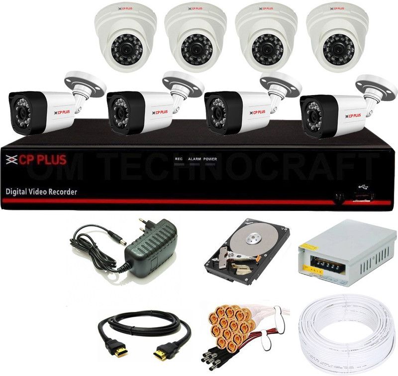 CP PLUS 8 Channal HD DVR 1080p 1Pcs,Outdoor Camera 2MP 4Pcs,Indoor Camera 2MP 4Pcs,1 TB Surveillance Hard Disk With 3 Year Warranty, Security Camera  (1 TB, 8 Channel)