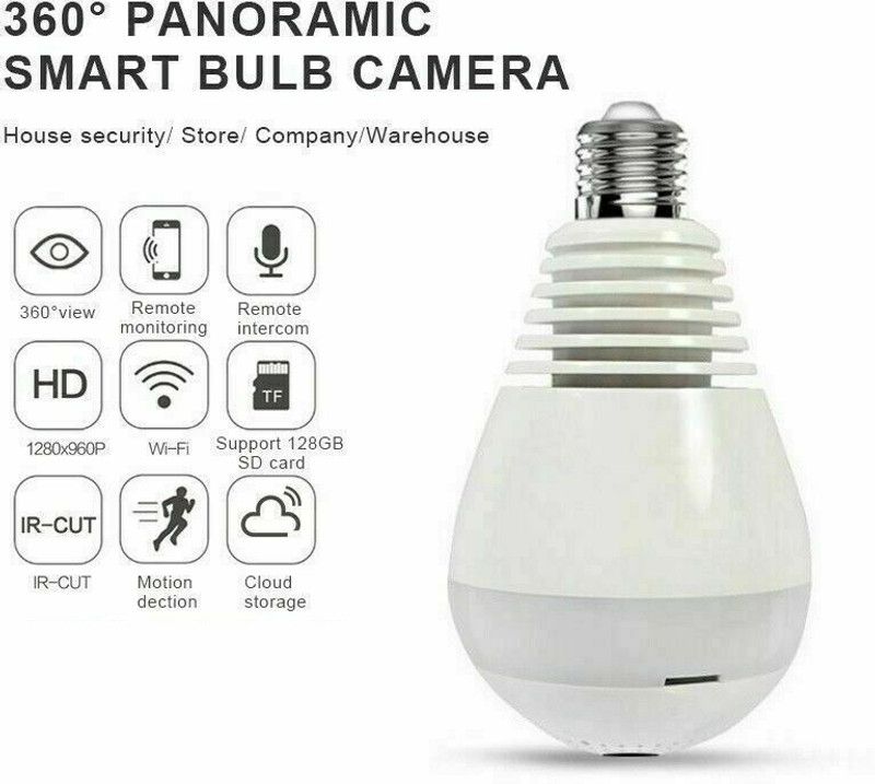 SIOVS Wireless Panoramic Bulb 360° IP Camera Night Vision Hidden Camera 2-Way Audio Spy Camera  (32 GB, 1 Channel)