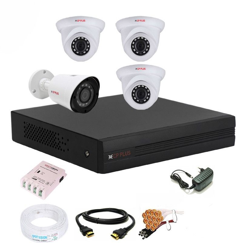 CP PLUS 4 Channal 5 MP H.265+ HD DVR 1Pcs,Outdoor Camera 5 MP HD 1Pcs,Indoor Camera 5 MP HD 3Pcs, ,Full combo set Security Camera  (4 Channel)