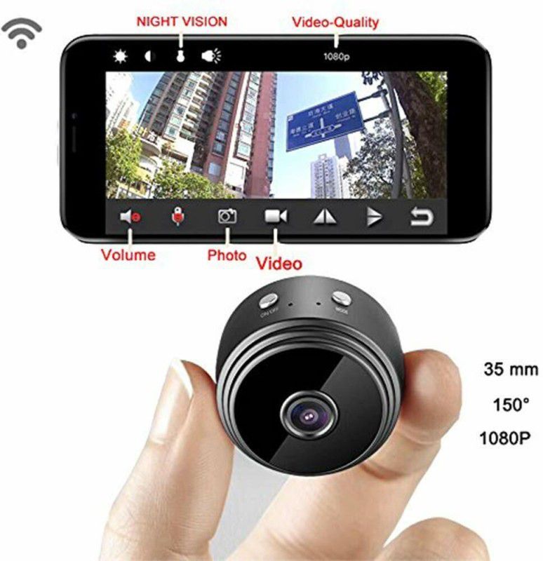 SIOVS Wireless WiFi Hidden HD 1080p Mini Portabl Magnet Security Camera Indoor Outdoor Spy Camera  (64 GB, 1 Channel)
