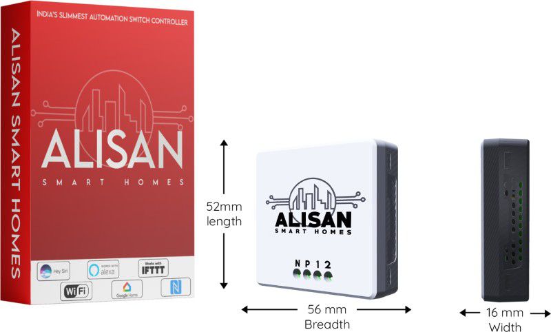 ALISAN SMART HOMES 2 Switch Controller Smart Switch  (White)