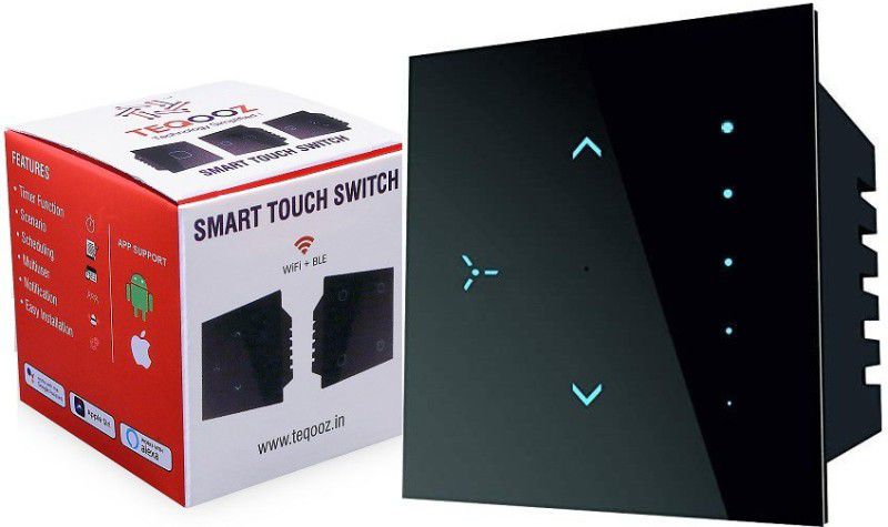 TEQOOZ WiFi Fan Touch Regulator (Black) | Smart Life App, Alexa, Google, Siri | Smart Switch  (Black)