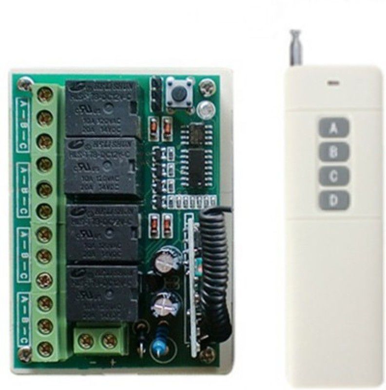 SiSAH 4 CH Channel 12V DC Wireless Relay Remote Control Switch 433Mhz Long Range Universal Remote  (White)