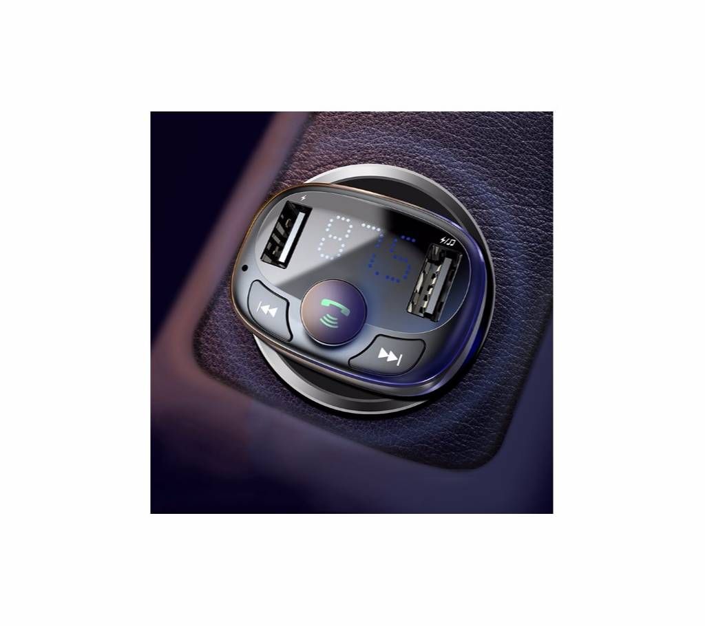 Original Baseus Dual Usb Car 4.2 Fast Charging Car Charger,Handsfree Fm Transmitte, Bluetooth Car Kit Lcd Mp3 Player