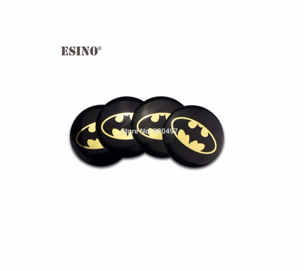 Car Styling Batman 3D Metal Chrome Wheel Tire Center Cap Stickers-4 Pcs