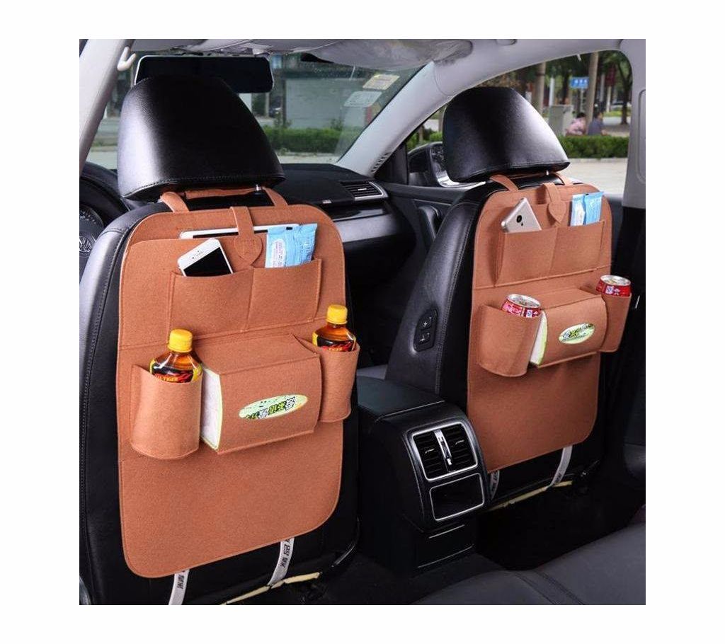 Car Storage Bag Universal Box Back Seat Bag Organizer Backseat Holder Pockets Car-styling Protector Auto Accessories (Brown)(Code-HS1038)