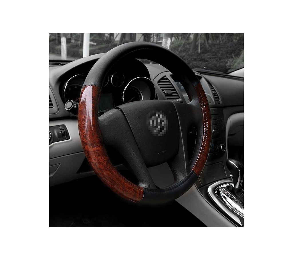 c-BETTER Steering Wheel Cover - Wood Grain and Black