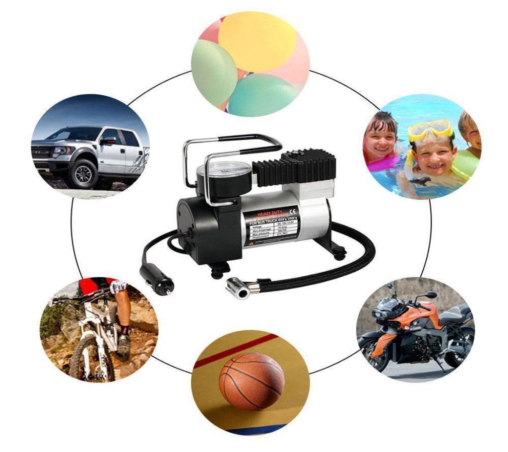 12V DC Best Air Compressor Tire Inflator with Gauge  150 PSI Portable Air Pump for Car Tires, Trucks & Inflatables  Tire Puncture Repair Kit & Carry