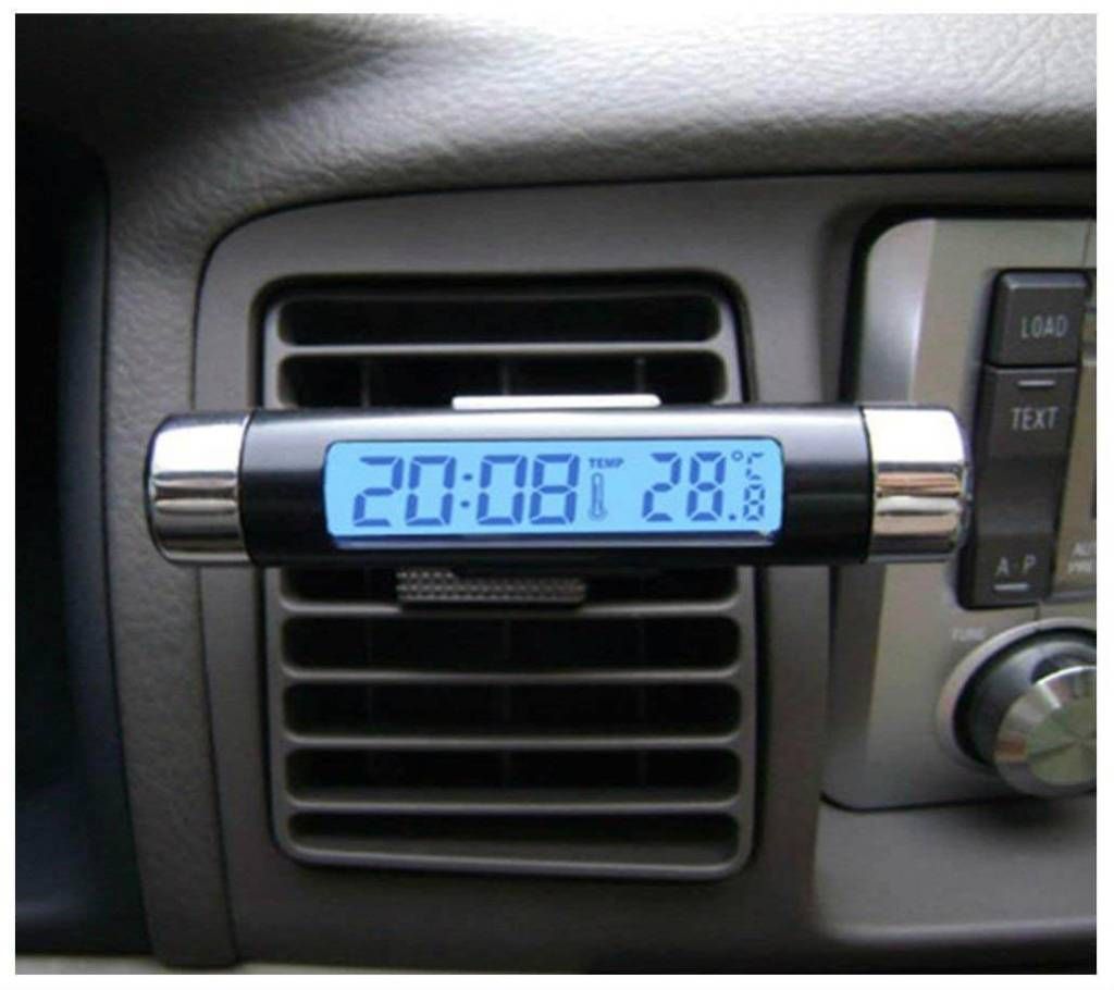 2 in 1 Backlight Mini Electronic Clock with Thermometer Digital LCD Display for Car Air Vent