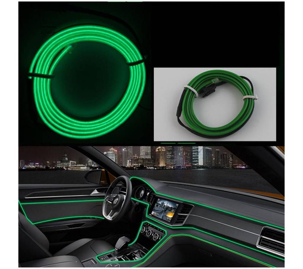 2M RED EL-Wire 12V Car Interior Decor Fluorescent Neon Strip Cold light Tape