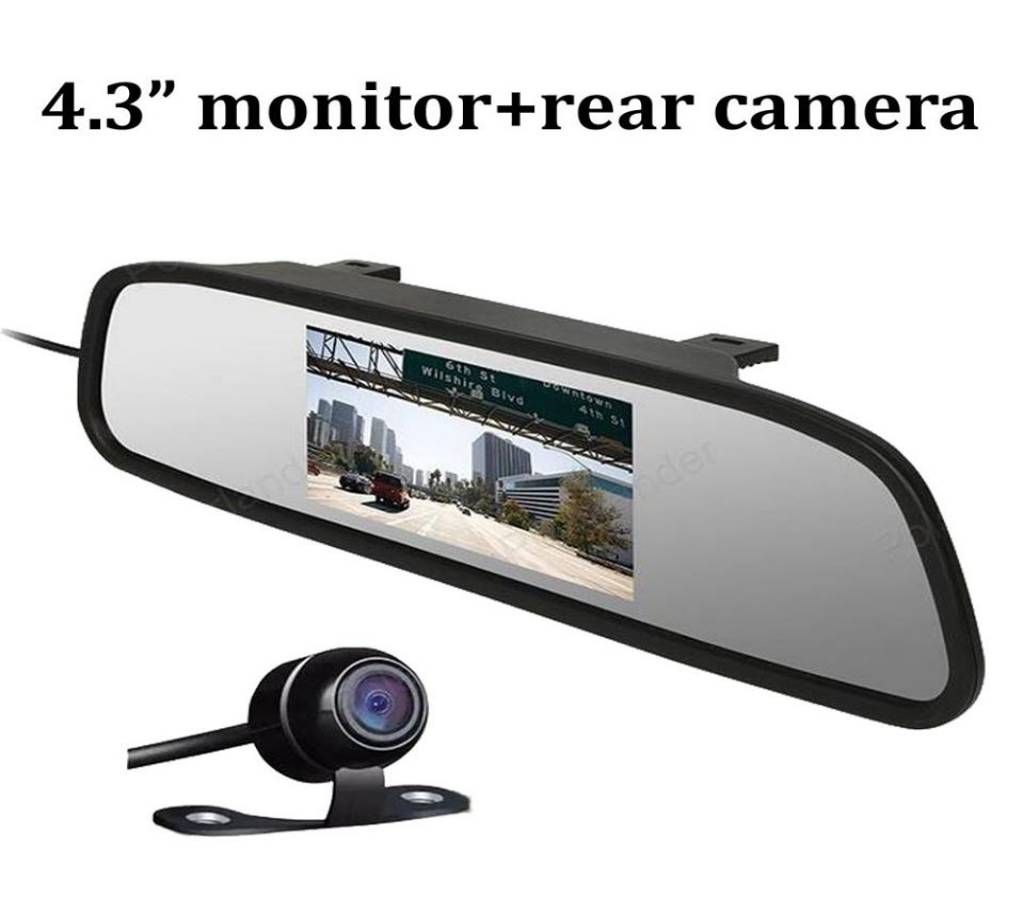Backup camera and rear view mirror LCD monitor kit 4.3"
