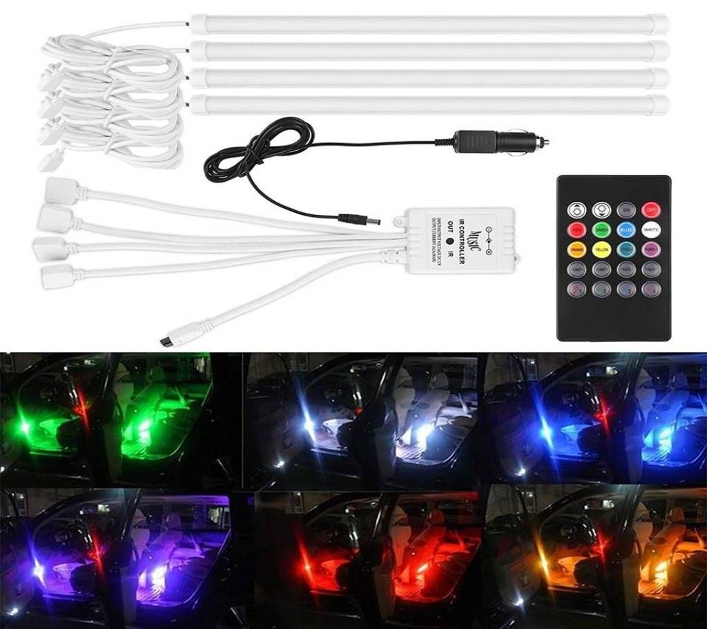 4PCS RGB LED Voice Music Remote Control Decoration Lamp Colors Interior