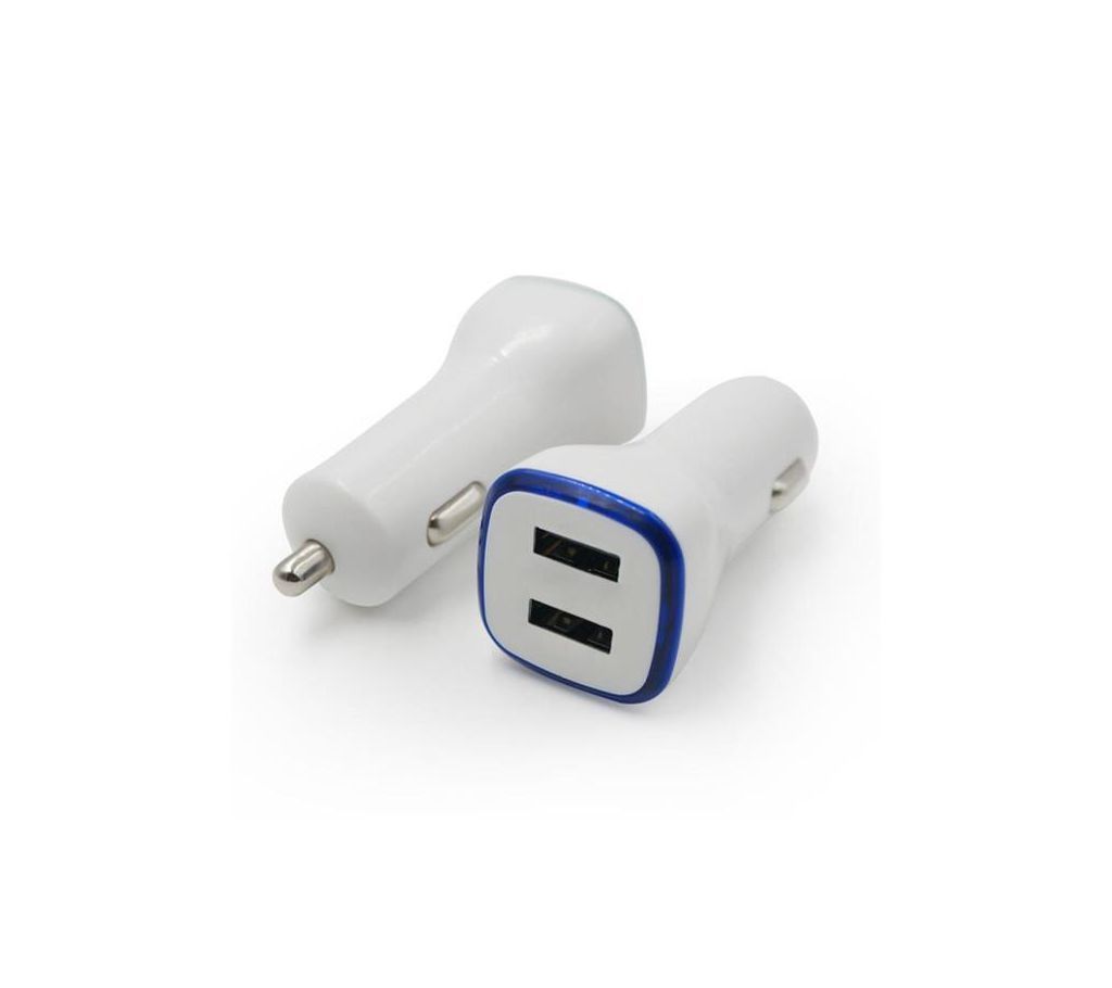 ABS Case Dual USB Car Charger 2.4A 2.4A  White