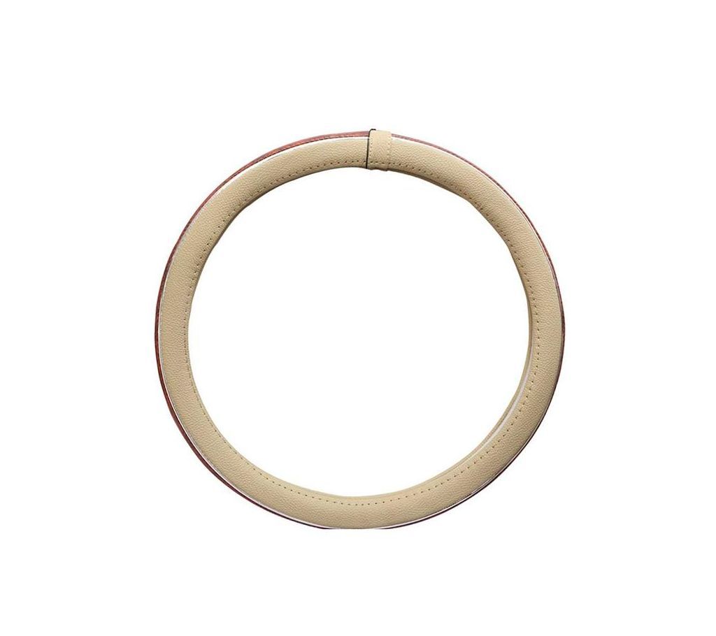 c-BETTER Steering Wheel Cover - Cream and Wooden