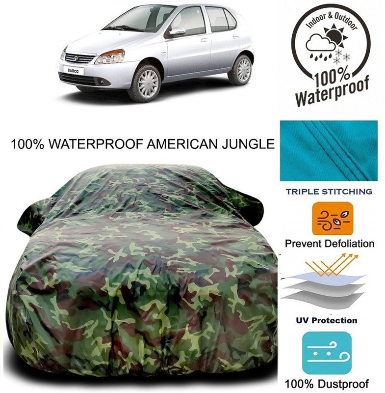 HAAMAR Car Cover For Tata Indicab (With Mirror Pockets)  (Brown, Green)