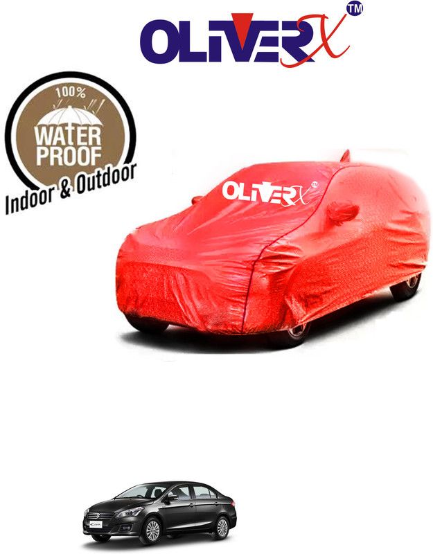 OliverX Car Cover For Maruti Suzuki Ciaz Delta Petrol (With Mirror Pockets)  (Red)