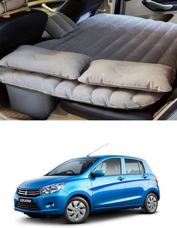 RKPSP Silver Inflatable Car Bed/Two Pillows/Air Pump/Repair Kit For Celerio Car Inflatable Bed Car Inflatable Bed  (Celerio)