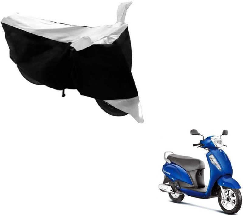 MOCKHE Two Wheeler Cover for Suzuki  (Access, Black, Silver)