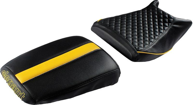 elegant 7 TWIN BLK YLW Split Bike Seat Cover For Bajaj Pulsar 220 DTS-i