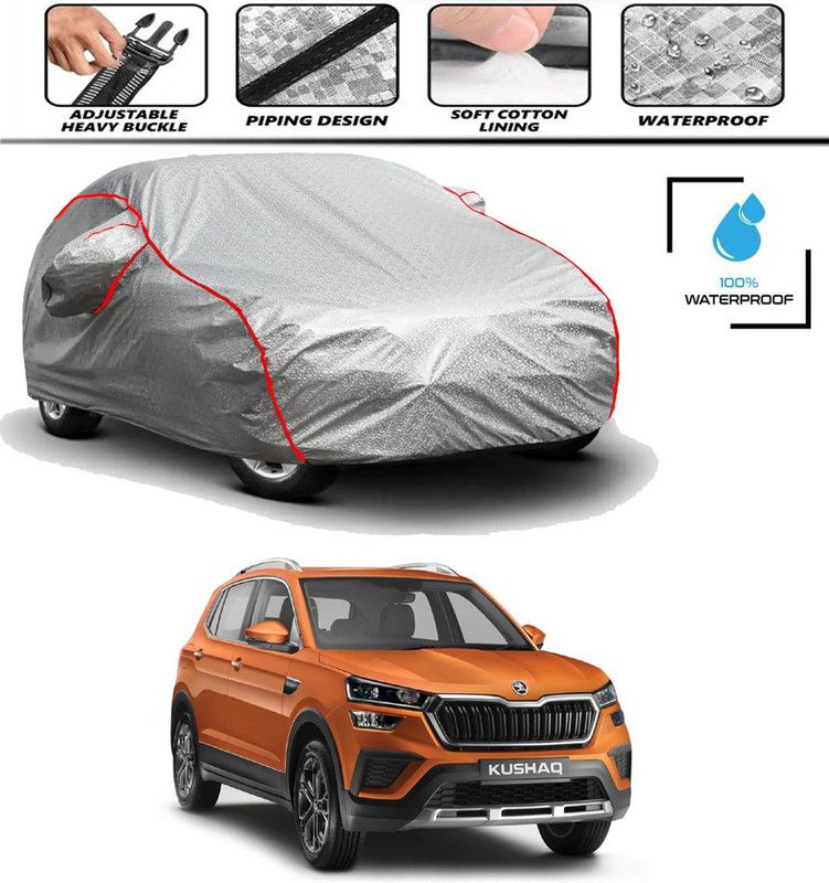 Autoinnovation Car Cover For Skoda Kushaq (With Mirror Pockets)  (Silver)