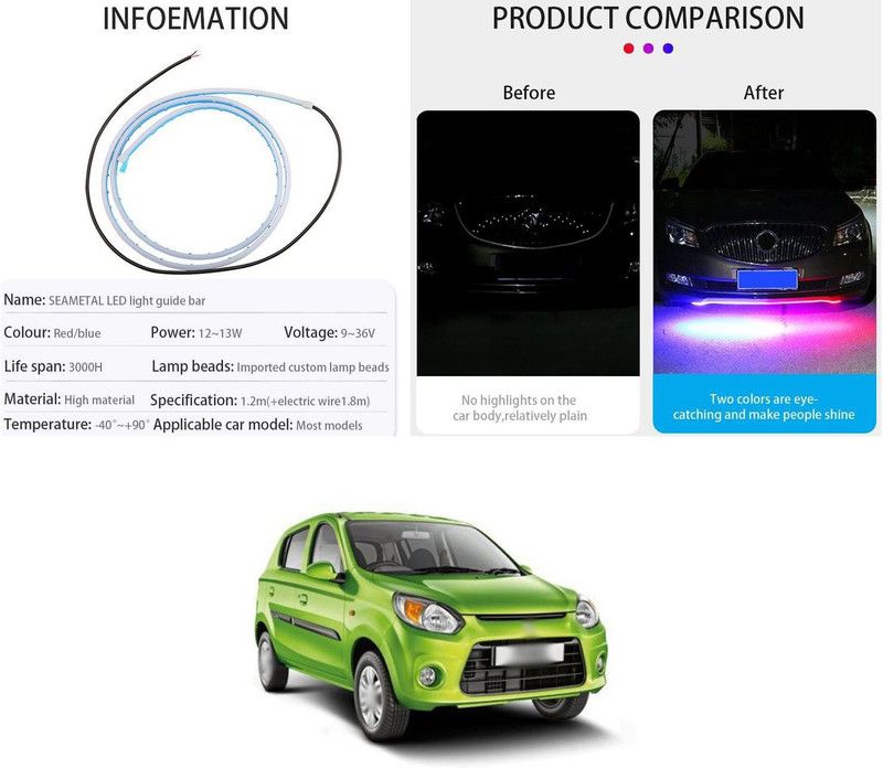PECUNIA Car Rear Trunk Tail Light 120cm Red And Blue Warning Flasher 160 Headlight, Fog Lamp Car, Motorbike LED for Maruti Suzuki (12 V, 12 W)  (Alto 800, Pack of 1)