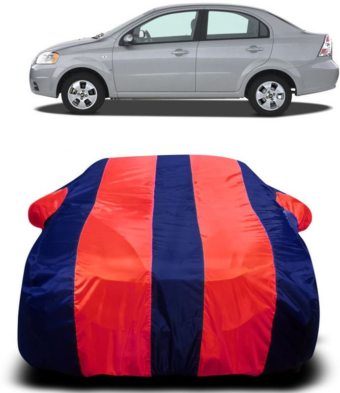 AUTOGARH Car Cover For Chevrolet Aveo (With Mirror Pockets)  (Red, Blue)