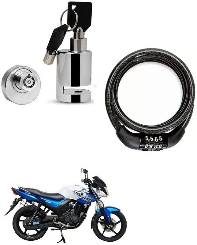 AS TRADERS Heavy Duty Disc Brake Lock with Heavy Number Lock for Yamaha SZ-RR Disc Lock, Cable Lock  (Black, Silver)