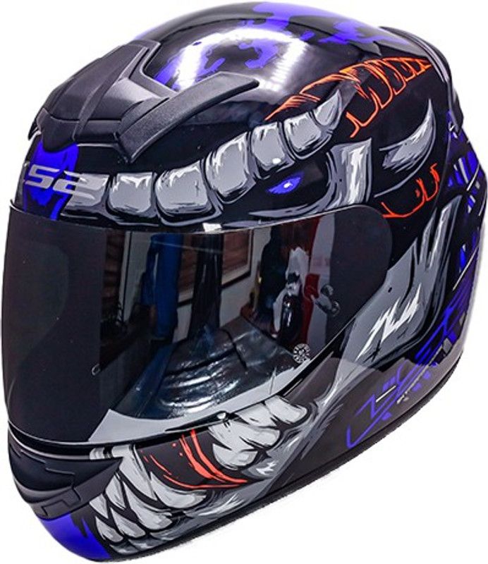 LS2 FF352 Fly Demon Motorbike Helmet  (Black, Blue Gloss)