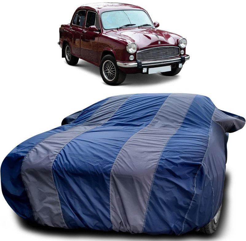 Ascension Car Cover For HM Ambassador MPFi (With Mirror Pockets)  (Blue, Grey)