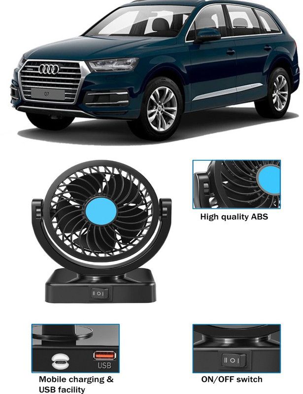 Amulite Car Fan With USB Charging 360 Degree Rotatable Fan-G-020 Car Interior Fan  (12 V)