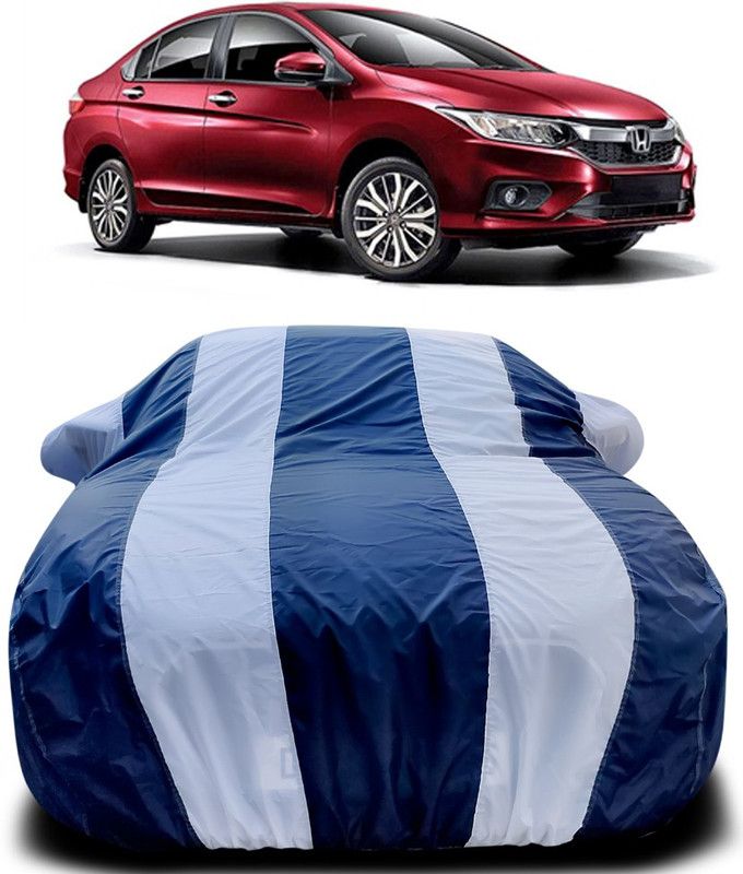 Genipap Car Cover For Honda City (With Mirror Pockets)  (Blue, White)