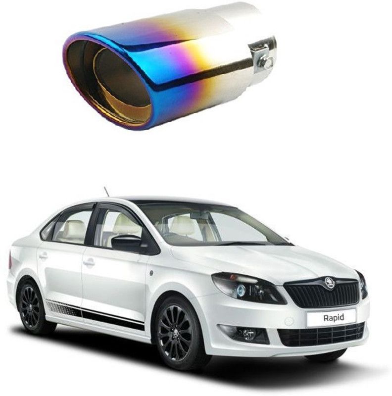 PRTEK Tip Chrome Half Burnt Blue 1.5 to 2.25 inch Exhaust Pipe Diameter 0028 Car Silencer  (Aluminium)
