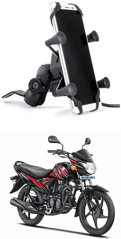 Enfield Works X-Grip Mobile Holder With USB Charger For Bike EW-1285 Bike Mobile Holder  (Black)