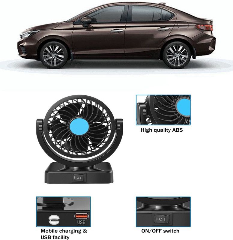Amulite Car Fan With USB Charging 360 Degree Rotatable Fan-G-154 Car Interior Fan  (12 V)